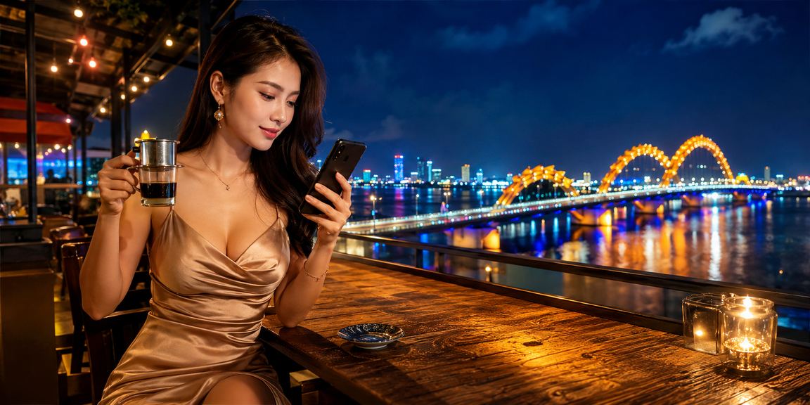Người chơi thư giãn tại Đà Nẵng với tách cà phê, tượng trưng cho lối chơi cân bằng